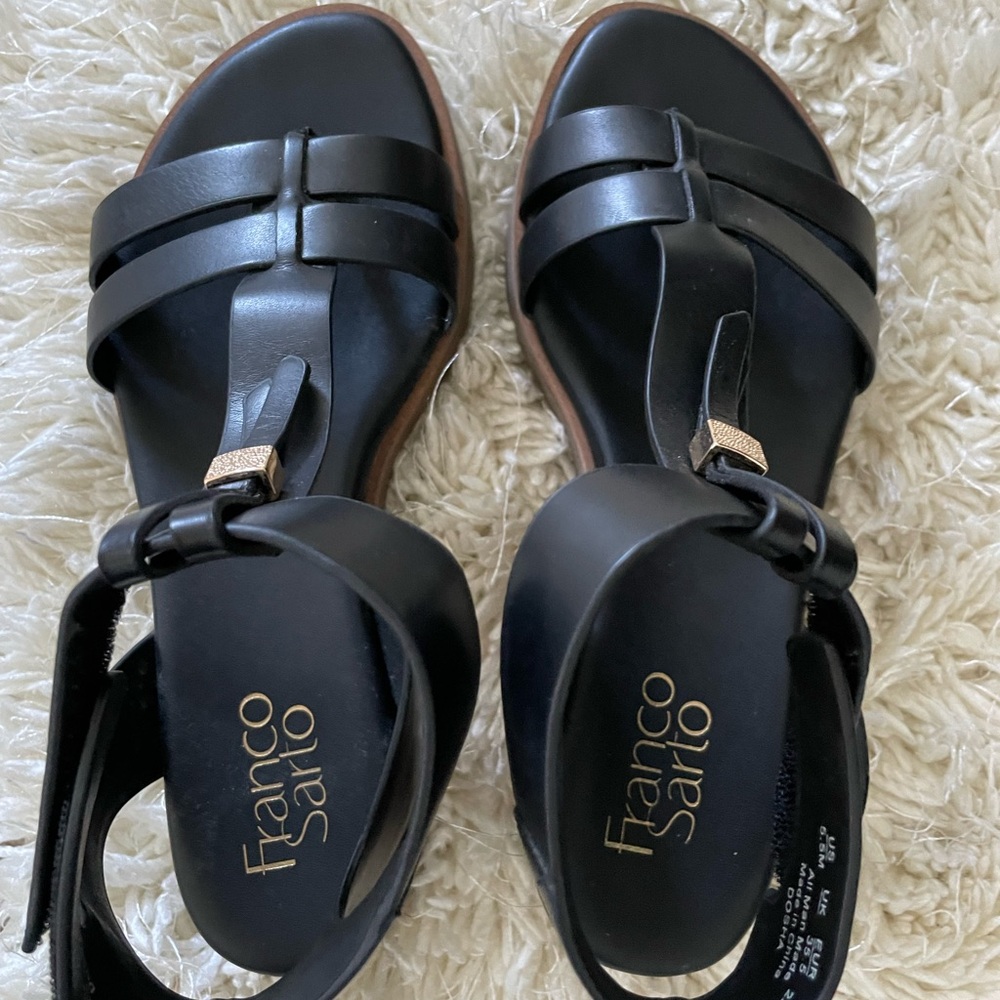 Franco Sarto Black Minimalist Leather Sandals